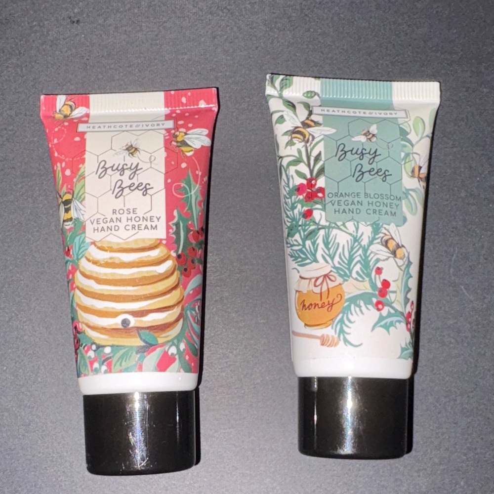 Heathcote & Ivory Busy Bees Hand Cream Duo Rose and Orange Blossom Vegan Honey